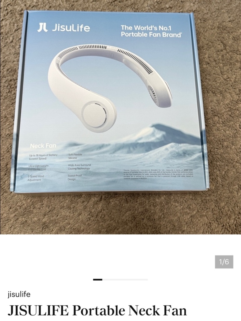 Neck Wrap Fan - White Portable Hands-Free Fan - Picture 2 of 2